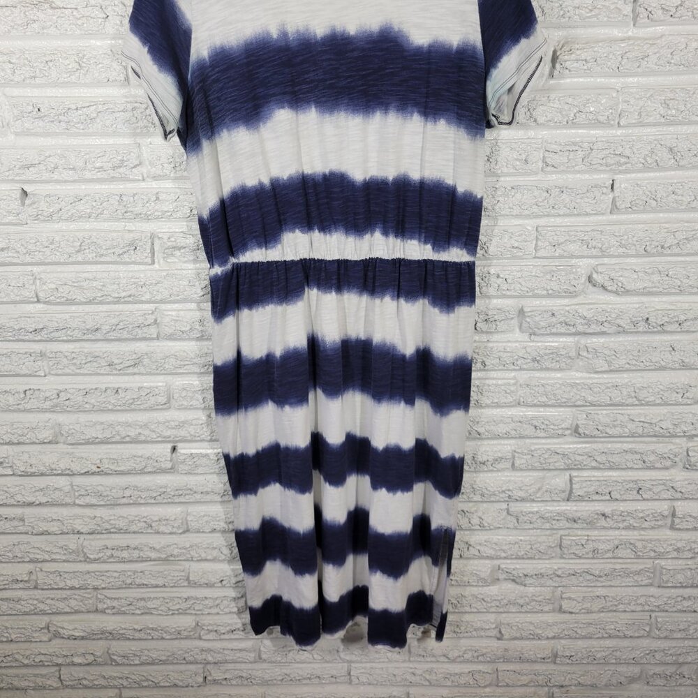 Old Navy Blue White Tie Dye T-Shirt Dress Midi 100% Cotton XL C18E - Picture 5 of 11